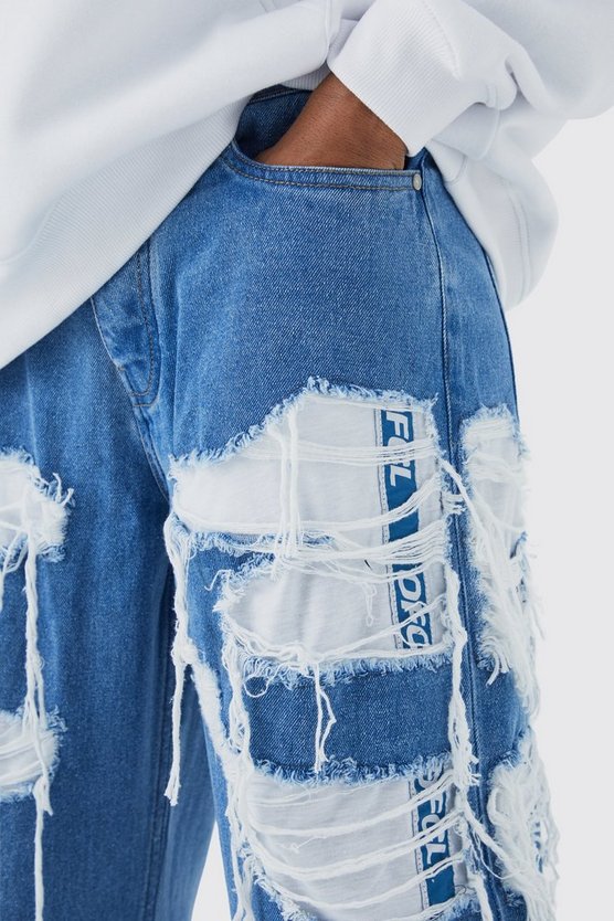 Lockere Jeans mit Jersey-Jogginghose