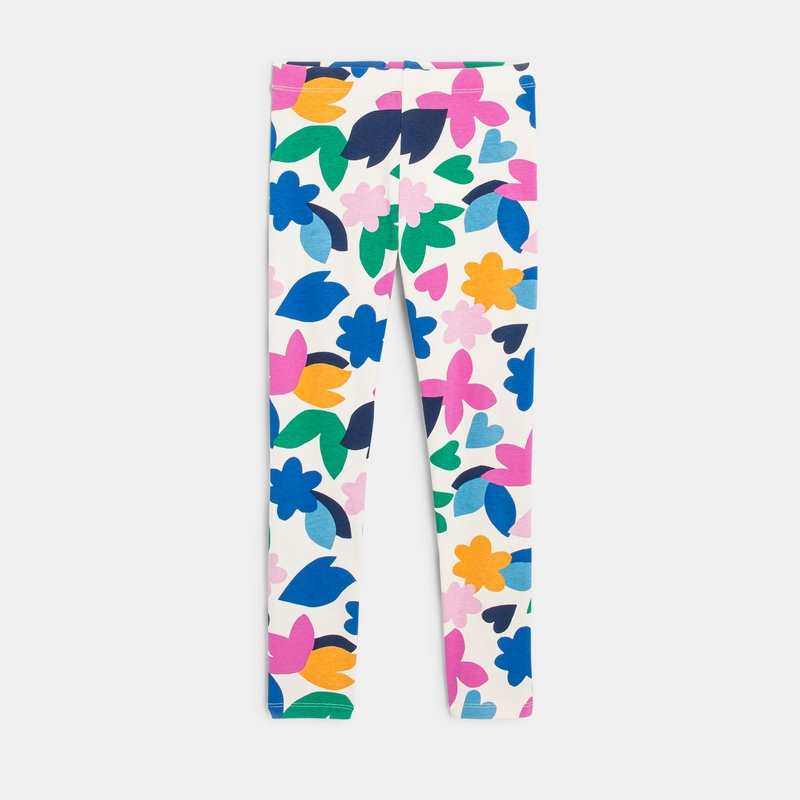 Legging fille coton inspiration papier découpé fleuri blanc Catimini
