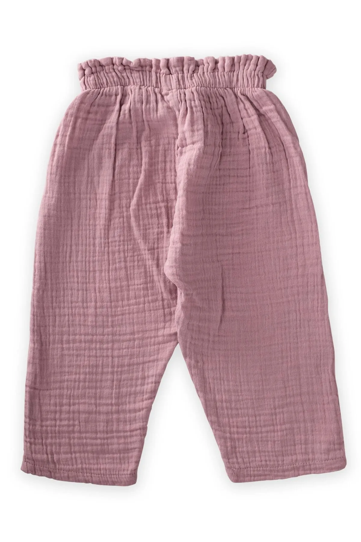 Cigit  Weit geschnittene Musselinhose mit Bio-Taille und Rüschen, 1–8 Jahre, Flieder