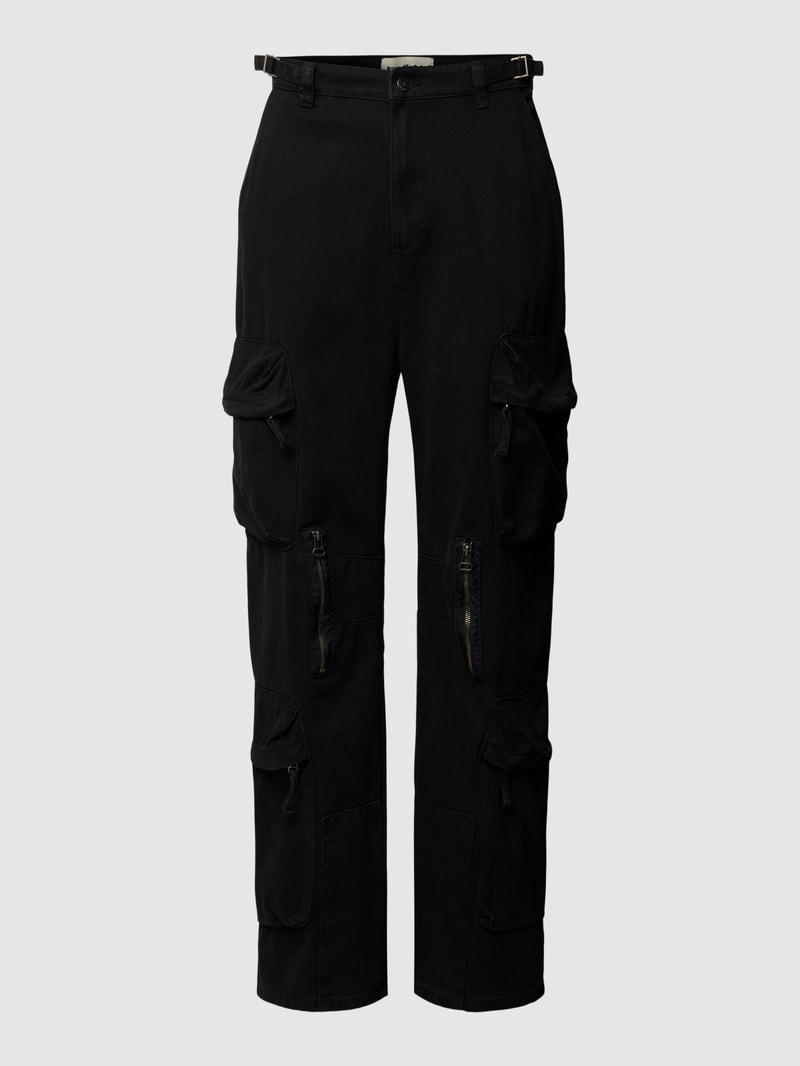 Cargohose mit großen Taschen in unifarbenem Design in schwarz