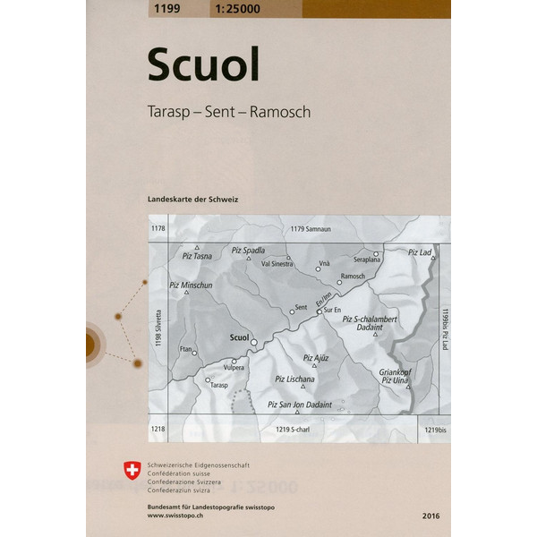 Swisstopo 1 : 25 000 Scuol - Wanderkarte