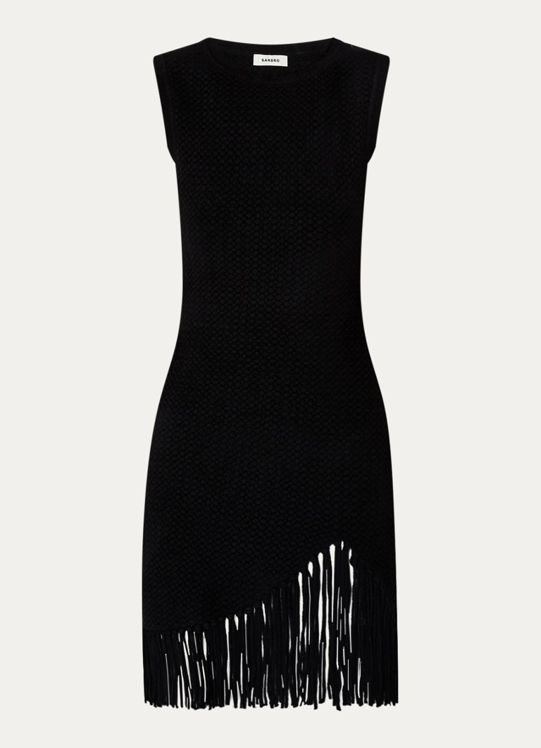 Robe mini sans manches Sandro à ourlet asymétrique et franges