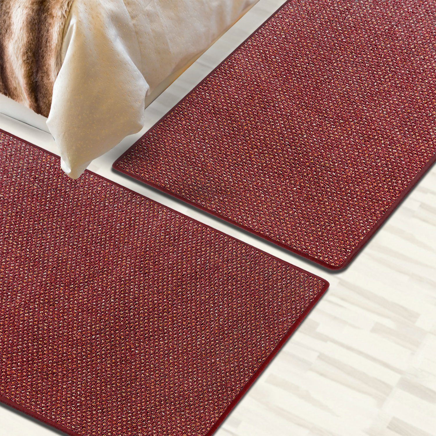 Bettumrandung Ponto Rot, 3 Größen, Bettvorleger, Läufer-Set für das Schlafzimmer Floordirekt, Höhe 6.5 mm, (3-tlg)