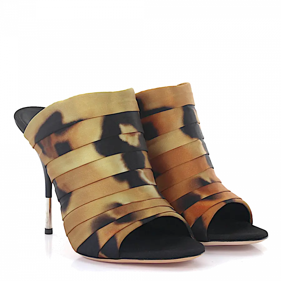 Giuseppe Zanotti - High Heels Satin Krempe Leo Print Raffung bunt leopard - bunt