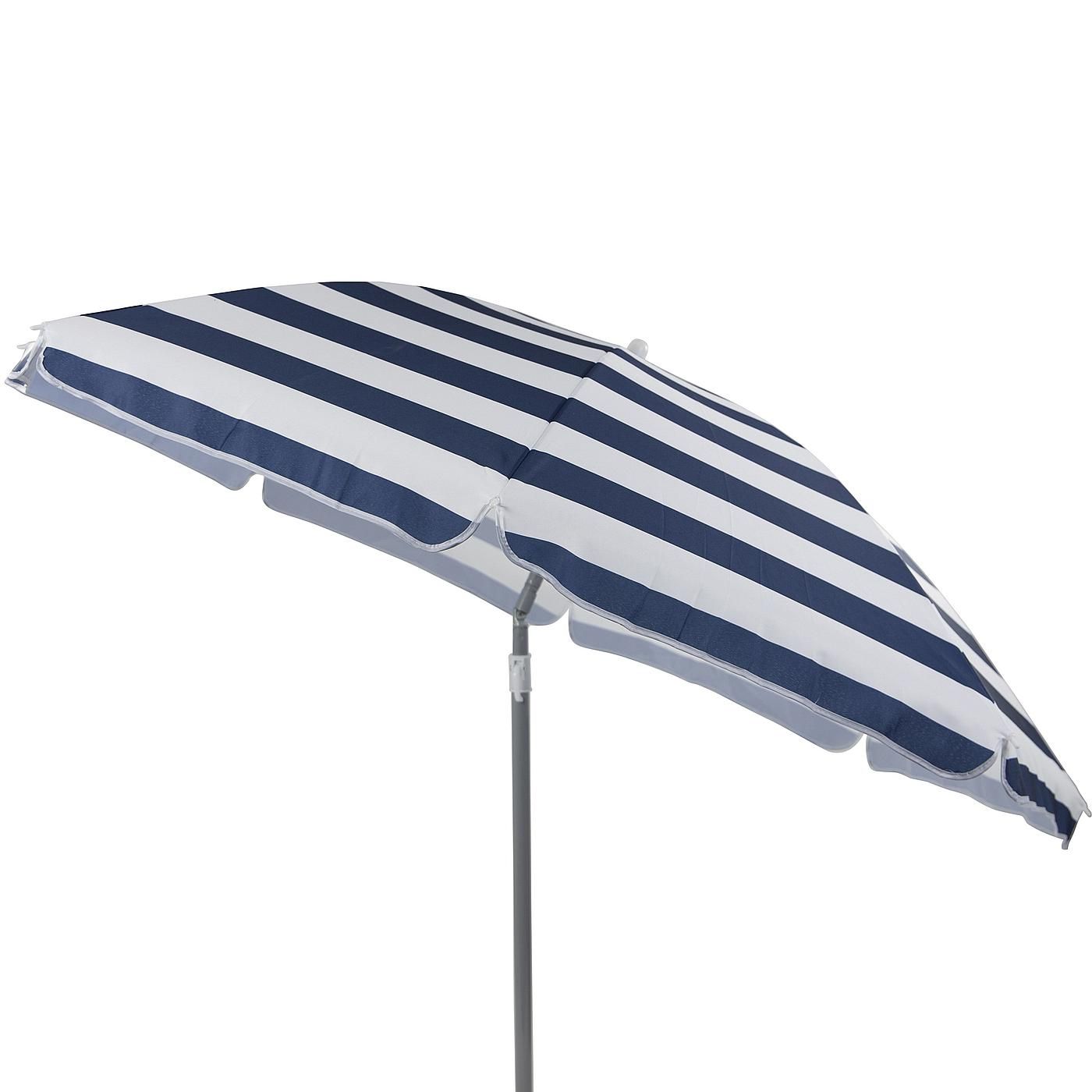 Bo-Camp Ø 165 cm gestreifter Beach Sonnenschirm mit schwenkbarem Arm