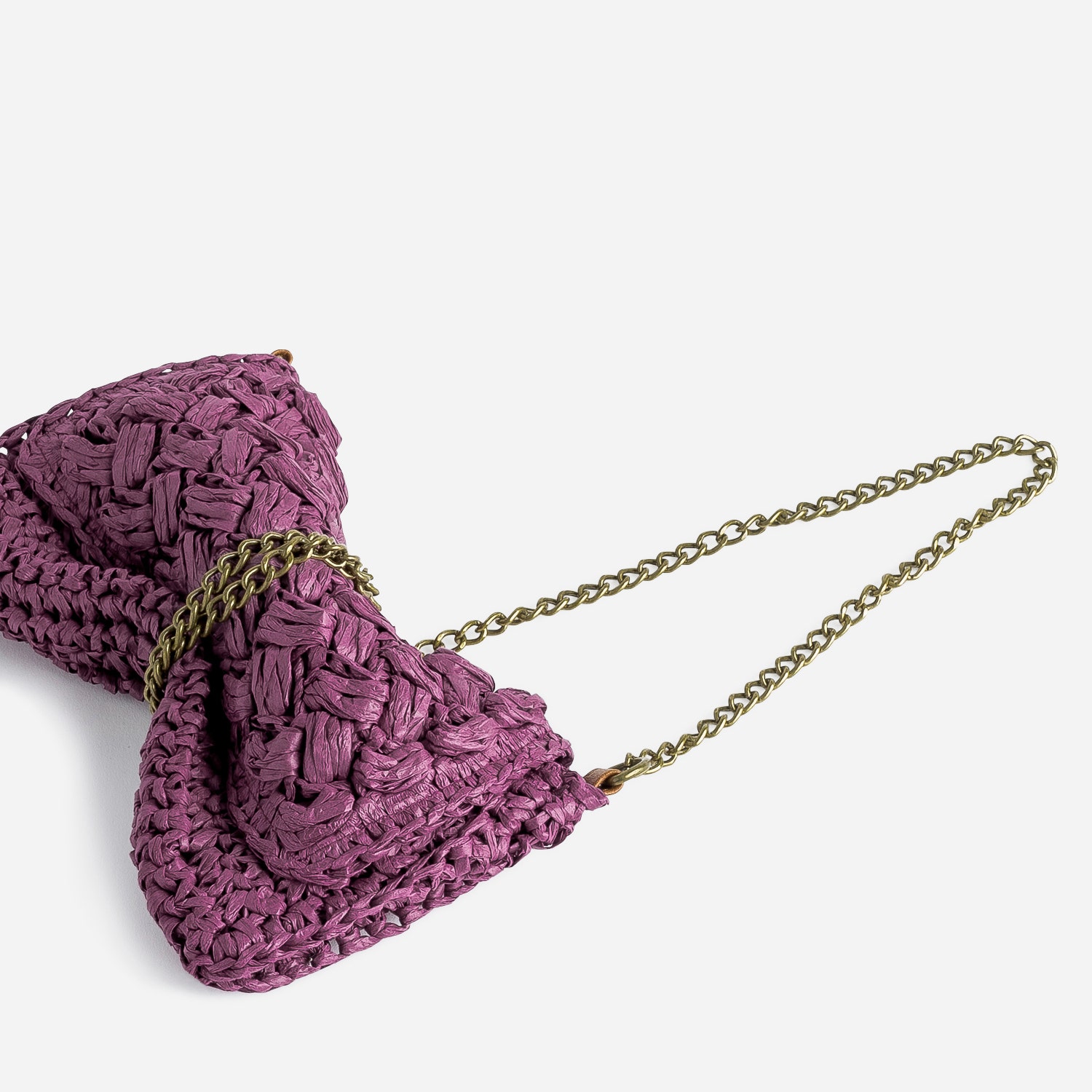 Sac pochette prune papier tressé