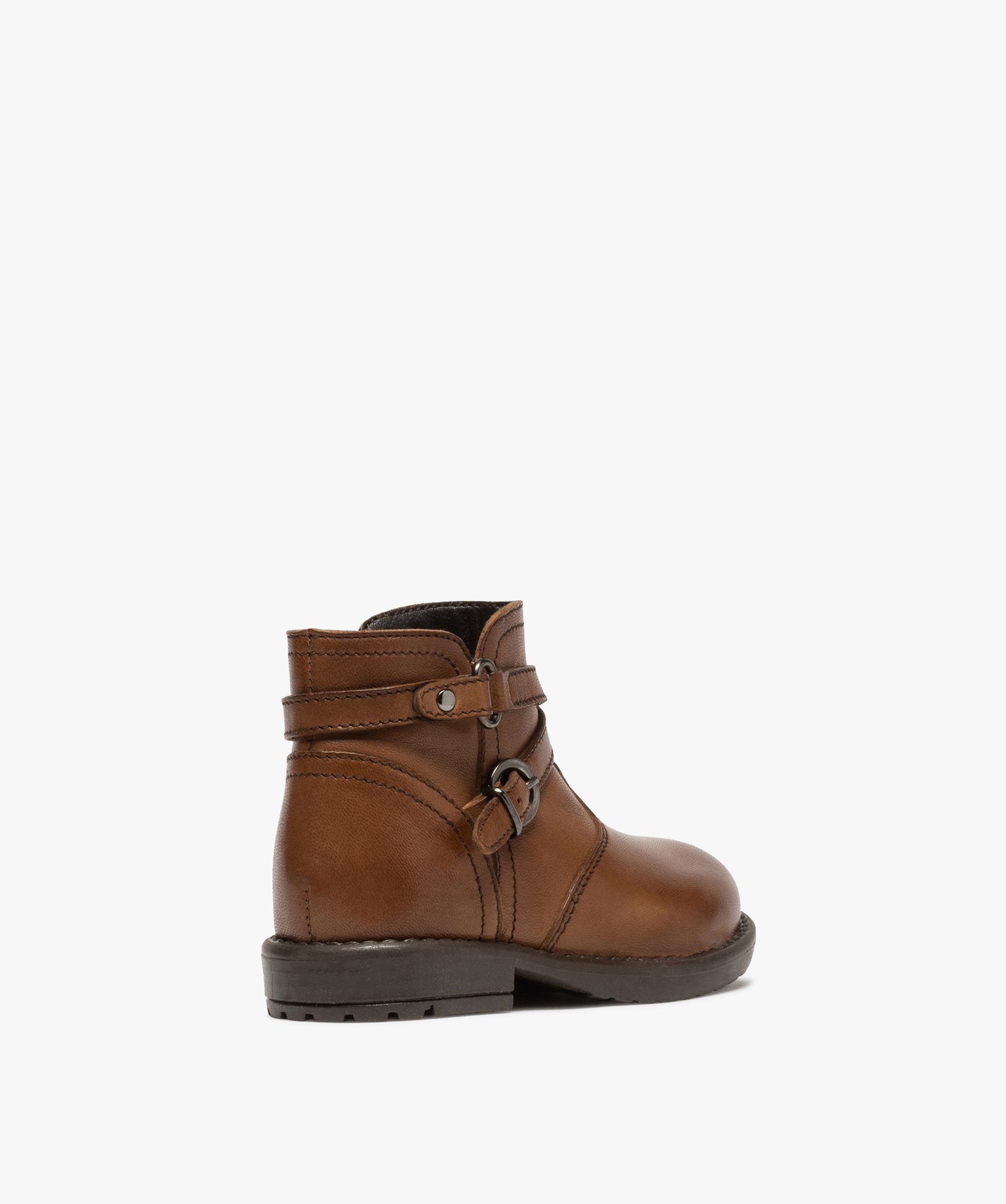 Boots bébé fille en cuir avec bride décorative | GEMO