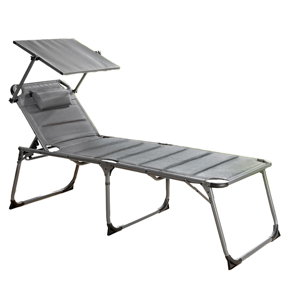 Solax Sunshine XXL-Komfort-Sonnenliege inkl. Kissen gepolstert aus Aluminium - Anthrazit