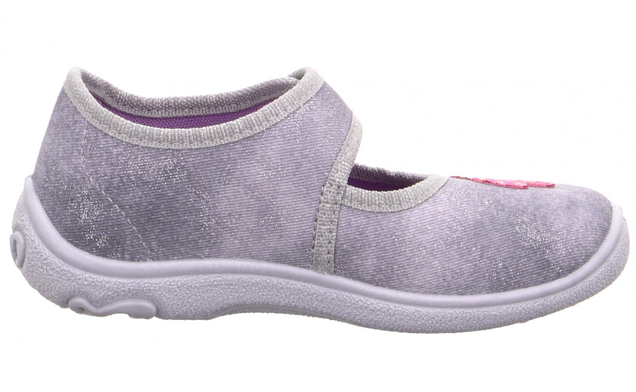 BELINDA - Hellgrau/Pink Hausschuh mit Klettverschluss