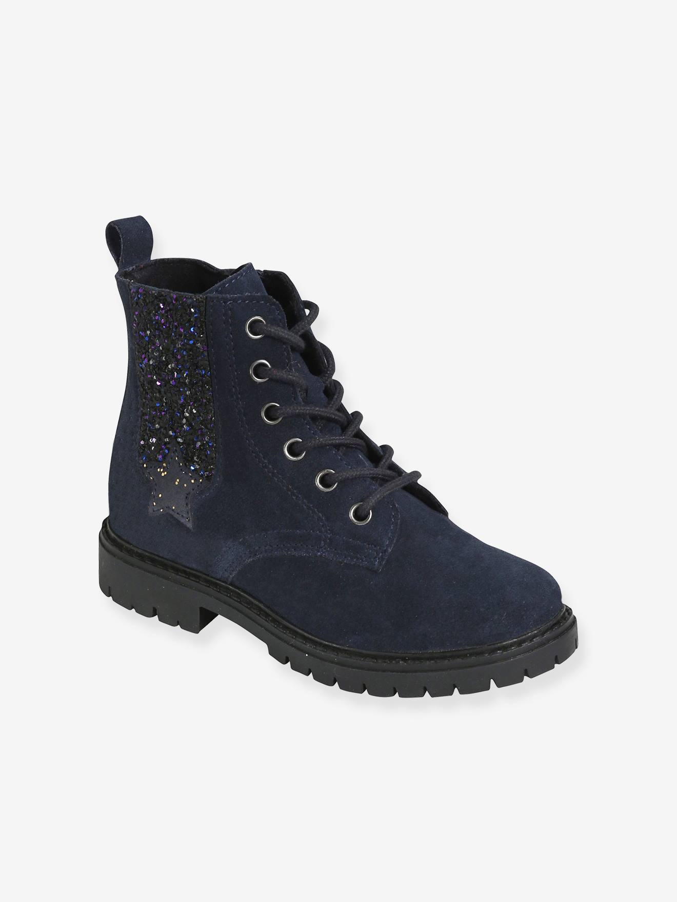 Vertbaudet Mädchen Boots, Glitzer und Sterne - marine