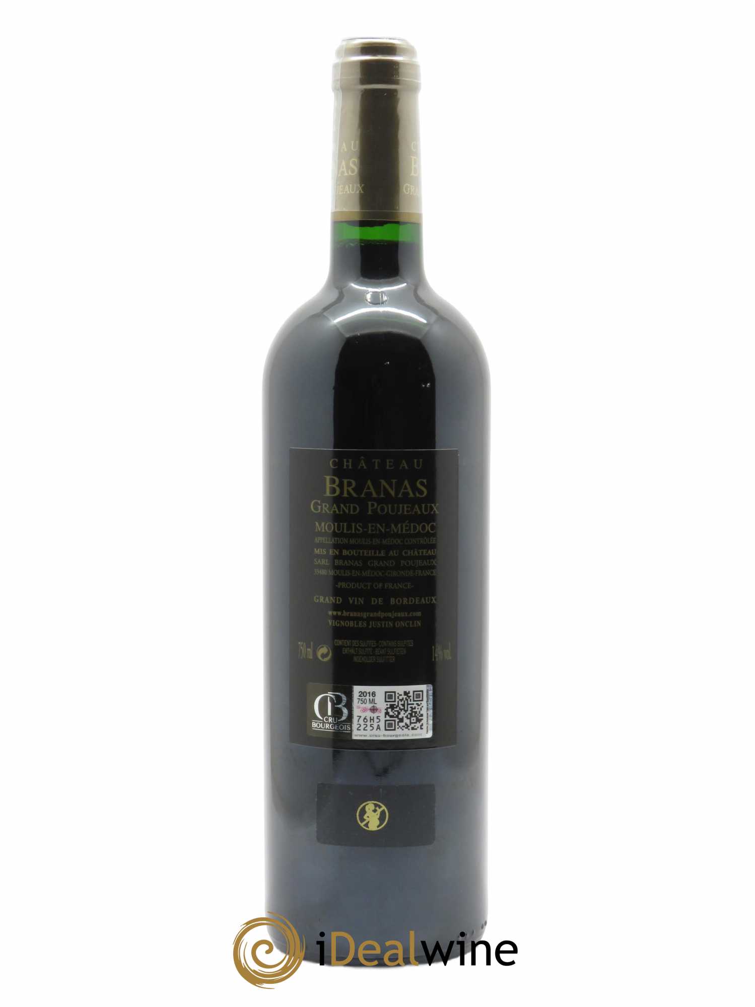 Château Branas Grand Poujeaux Cru Bourgeois (CBO à partir 6 bts) 2016 - Lot de 1 Bouteille