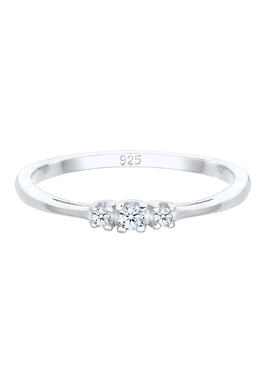 Klasyczny damski pierścionek zatrzaskowy Elli DIAMONDS z diamentem (0,07 ct.) ze srebra próby 925