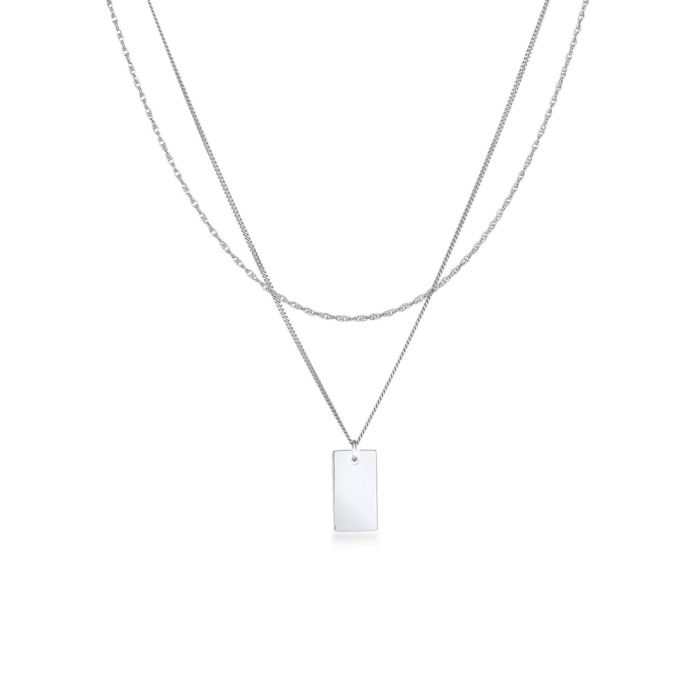Elli Elli Collier Mesdames Pendentif Rectangle Torsadé Basic Minimal Tendance en argen collier