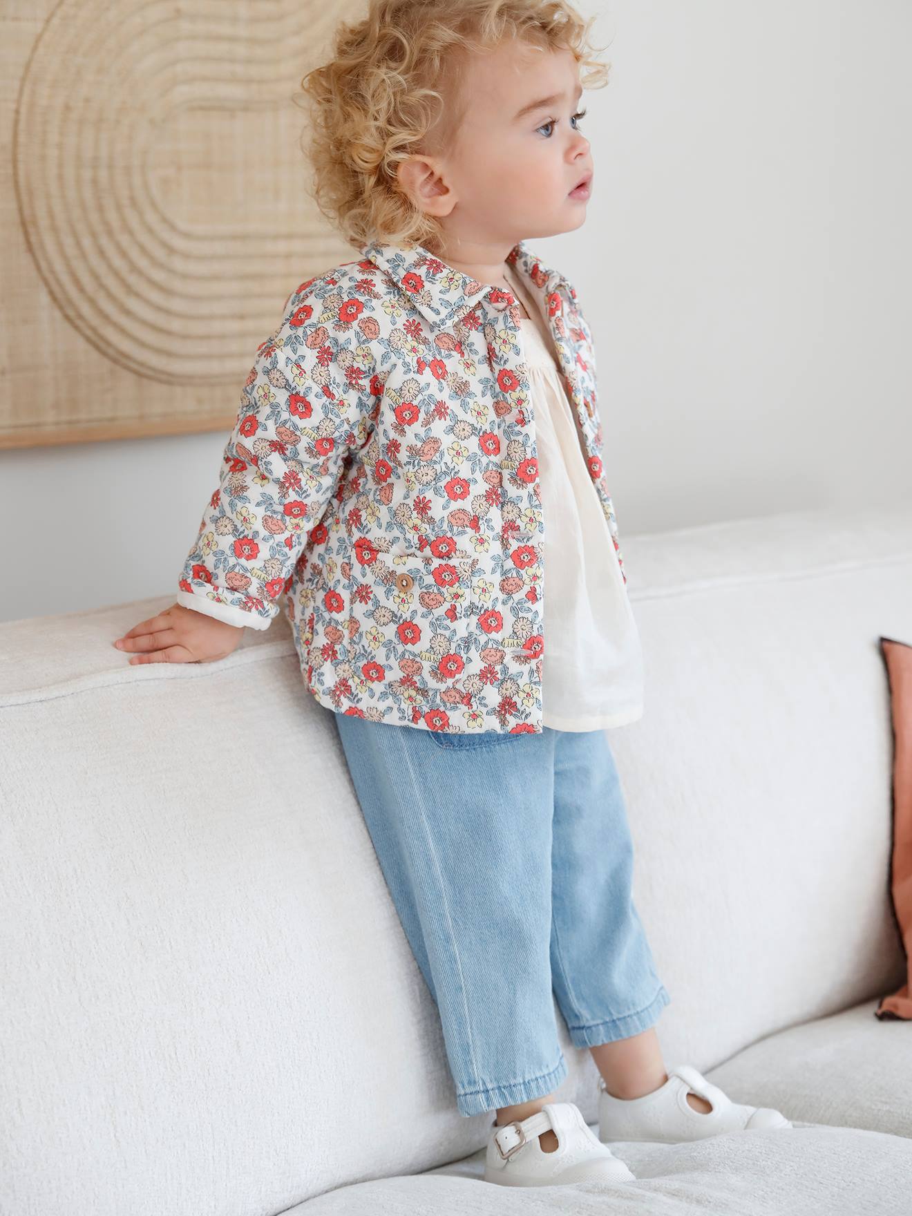 Vertbaudet Baby Musselinjacke mit Recycling-Wattierung - wollweiß