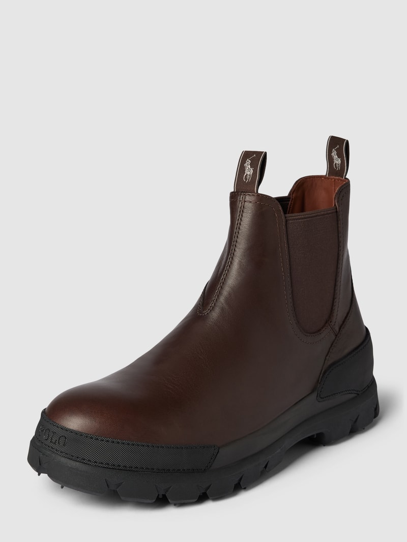Chelsea Boots aus Leder mit Logo-Detail Modell 'OSLO' in dunkelbraun