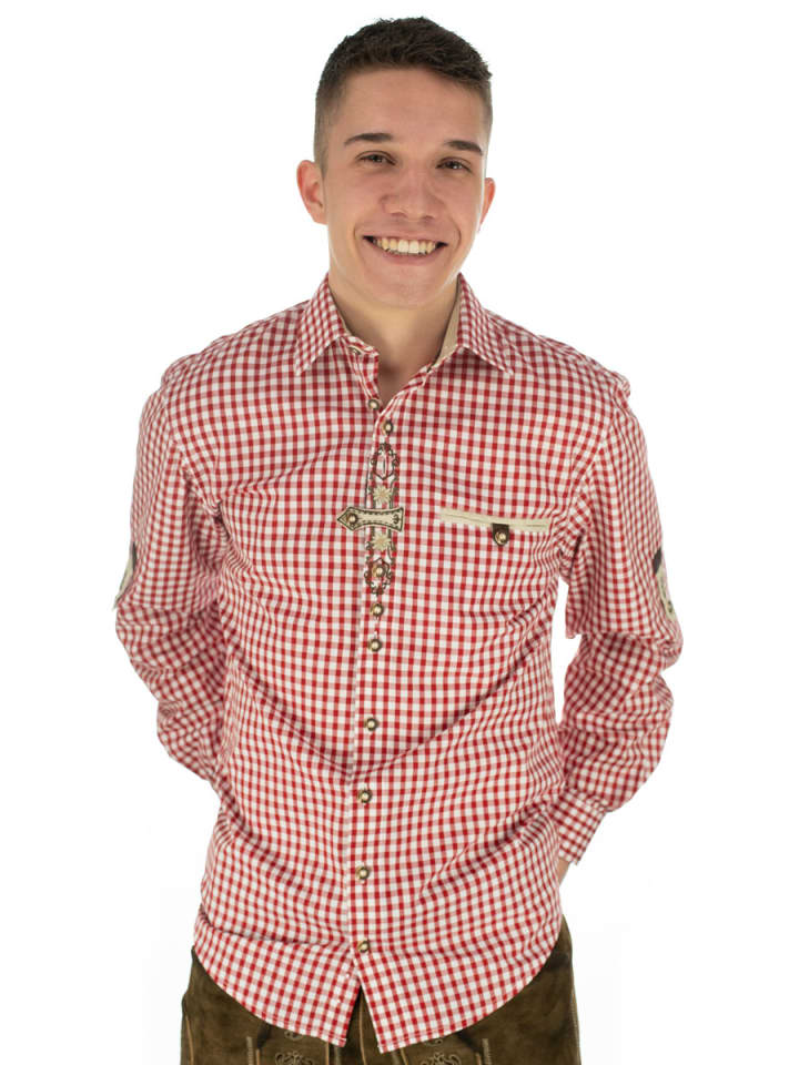 OS-Trachten Trachtenhemd Trufu in mittelrot günstig kaufen