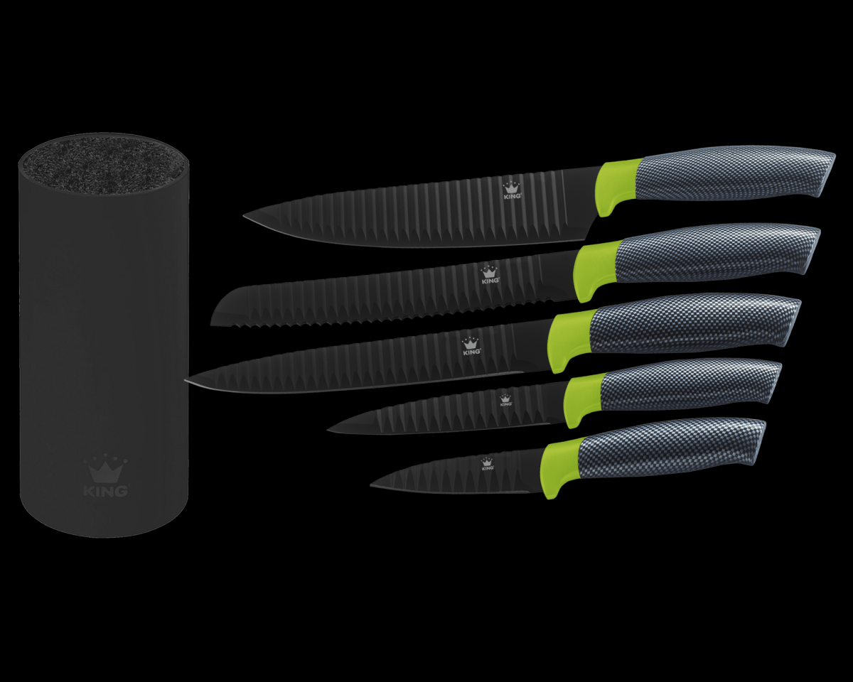 KING 6tlg. Messerset CARBON GREEN LINE inkl. Messerblock