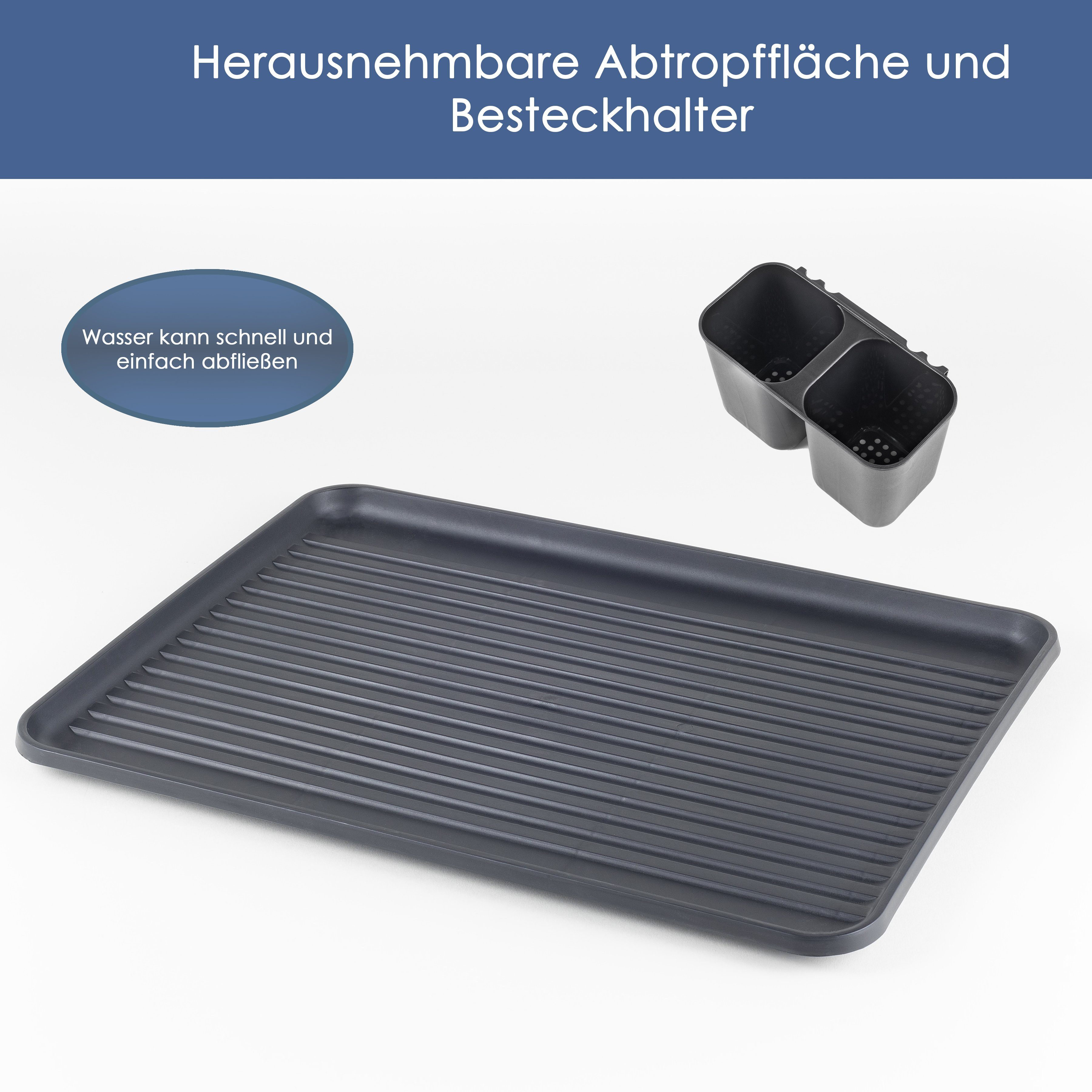 Hanseküche Geschirrständer Abtropfgestell Schwarz Matt, Zubehör für Küche oder Spüle, Langlebig, modern, praktisch