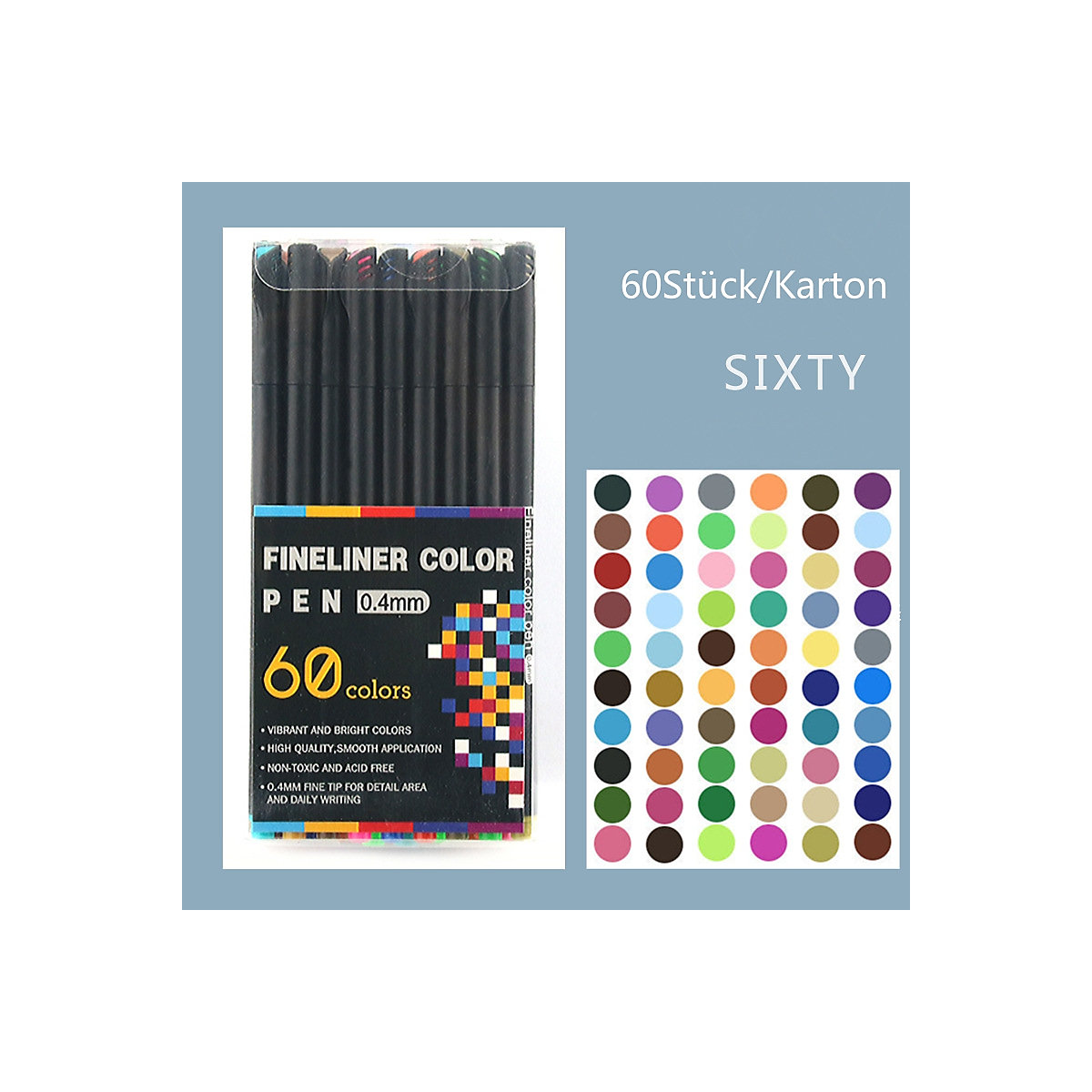 Kunst-spezielles Aquarell-Pinselset für Kinder Wasserbasiertes Fasernadel-Röhrchen-Farbhakenstift-Set Briefpapier
