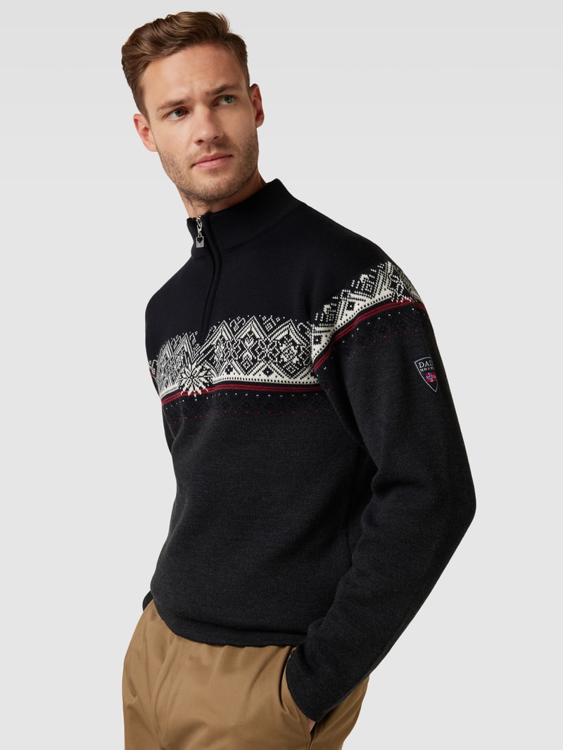 Strickpullover mit Allover-Muster Modell 'Moritz' in anthrazit