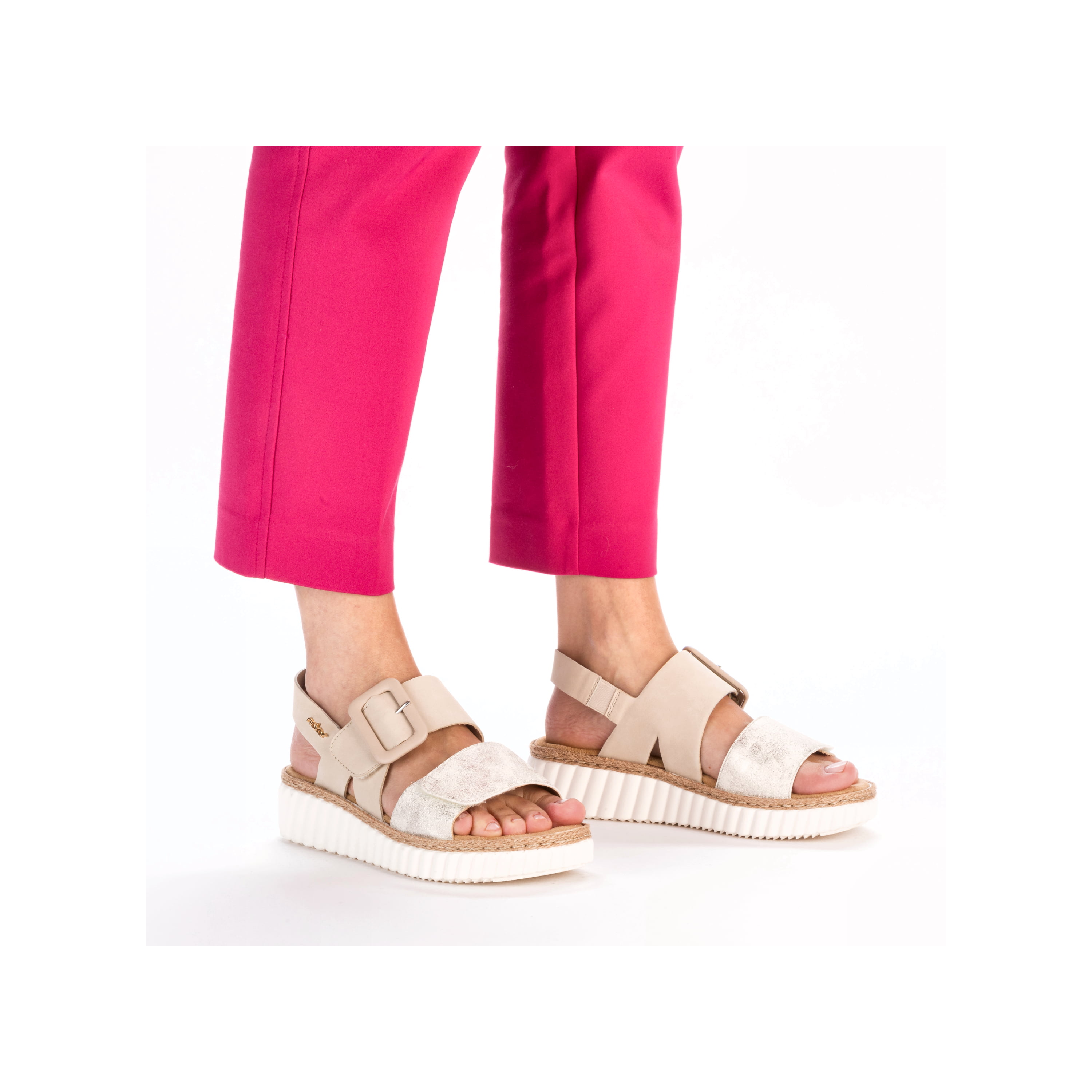 Rieker Damen Keilsandaletten hellbeige