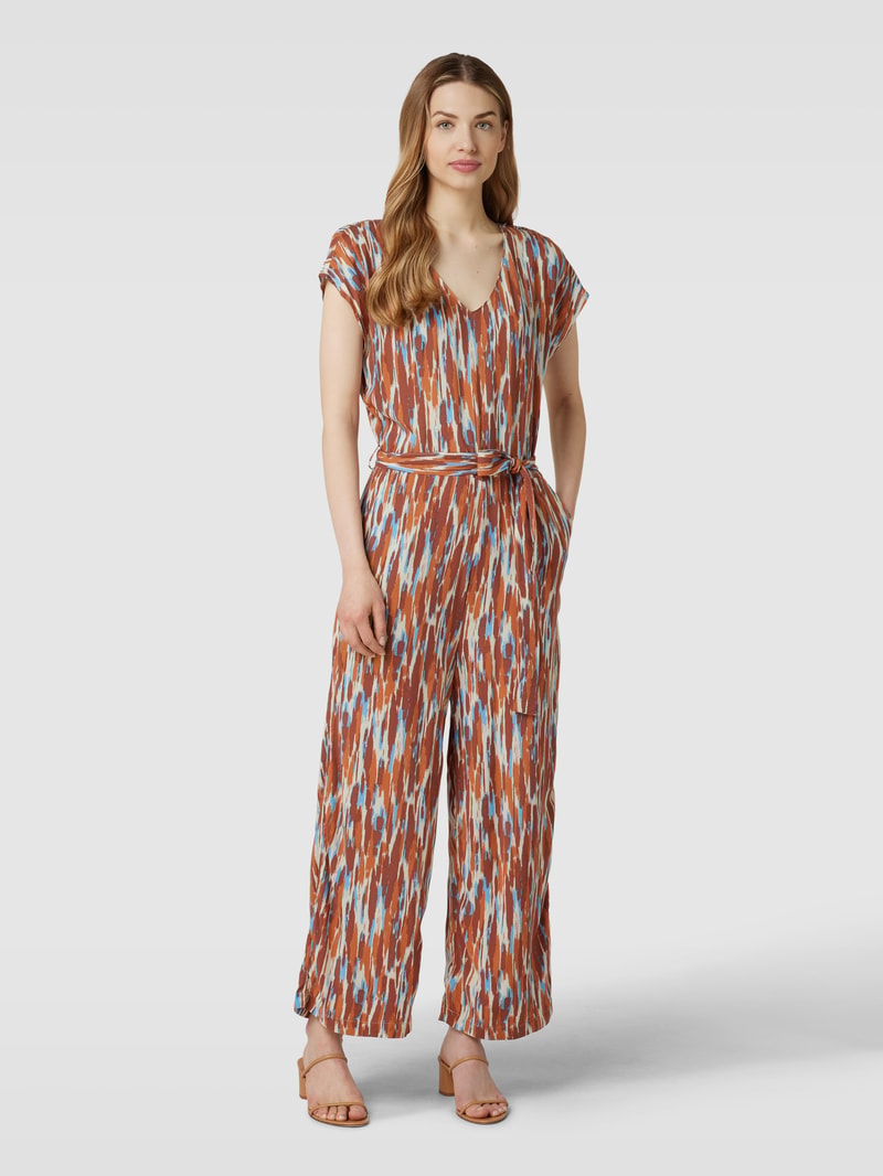 Jumpsuit aus reiner Viskose mit Animal-Print Modell 'Joella' in rostrot