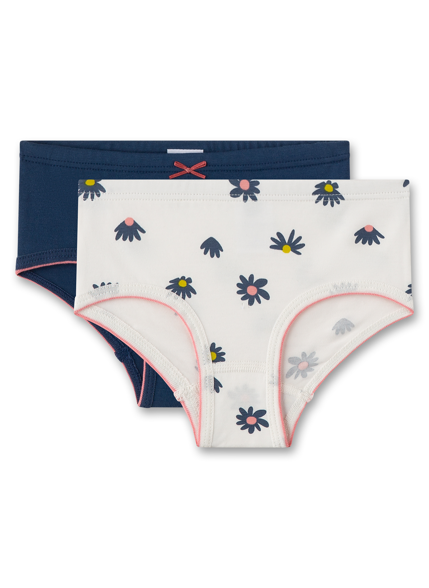 Mädchen-Hipslip (Doppelpack) Dunkelblau & Beige mit Blumen