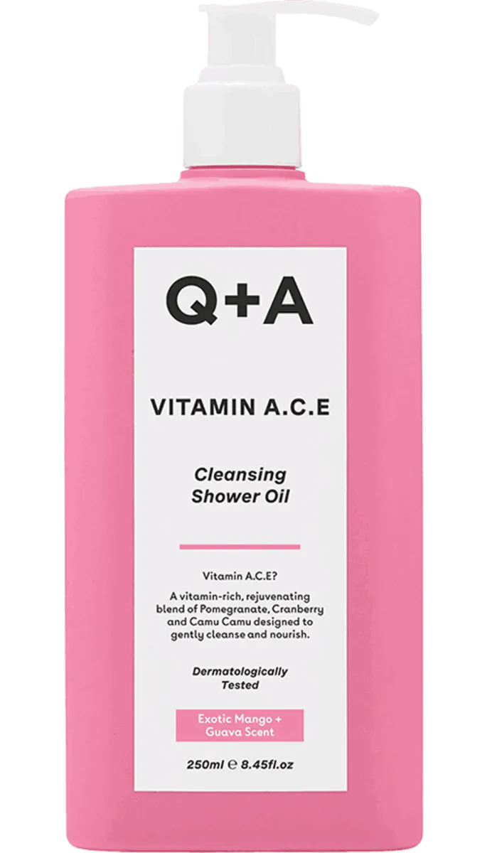 Q+A Vit. ACE - Maitinamasis prausimosi aliejus kūnui su vitaminais A, C ir E, 250 ml