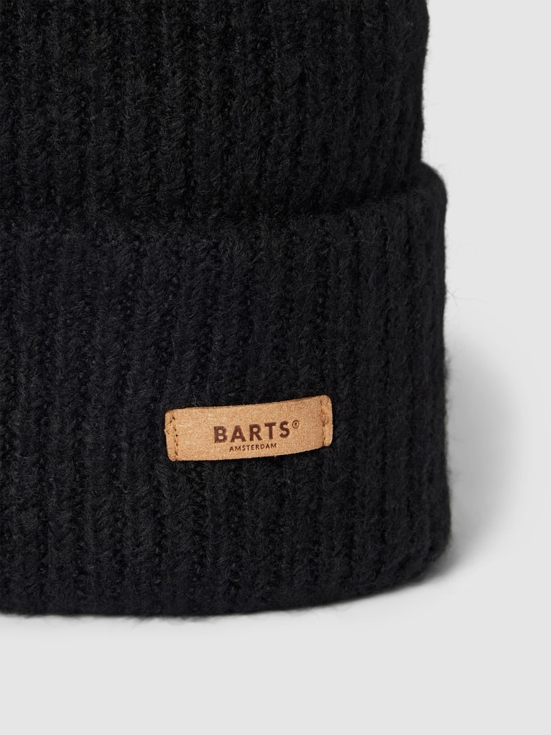 Beanie mit Label-Detail Modell 'Witzia' in schwarz