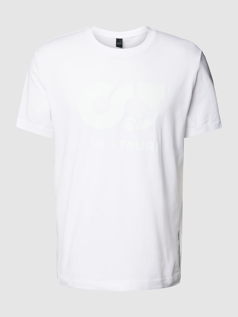 T-Shirt mit Label-Print Modell 'JERO' in weiß