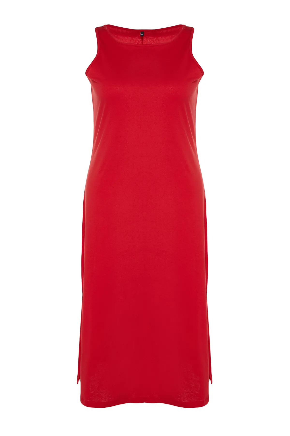 Trendyol Curve  Rotes Strickkleid aus Single-Jersey in Übergröße