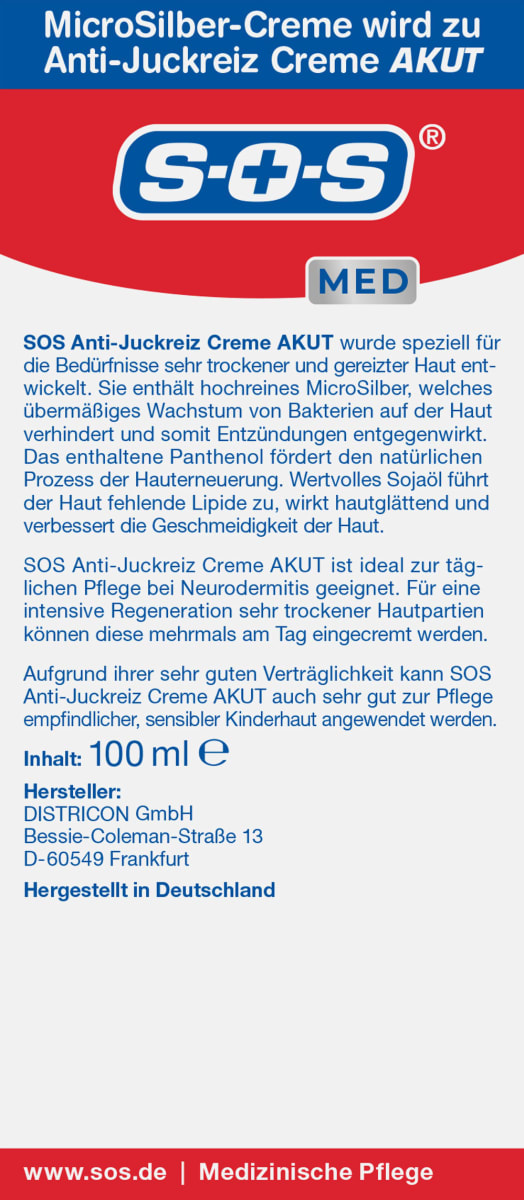 Pflegecreme Anti-Juckreiz Akut, 100 ml