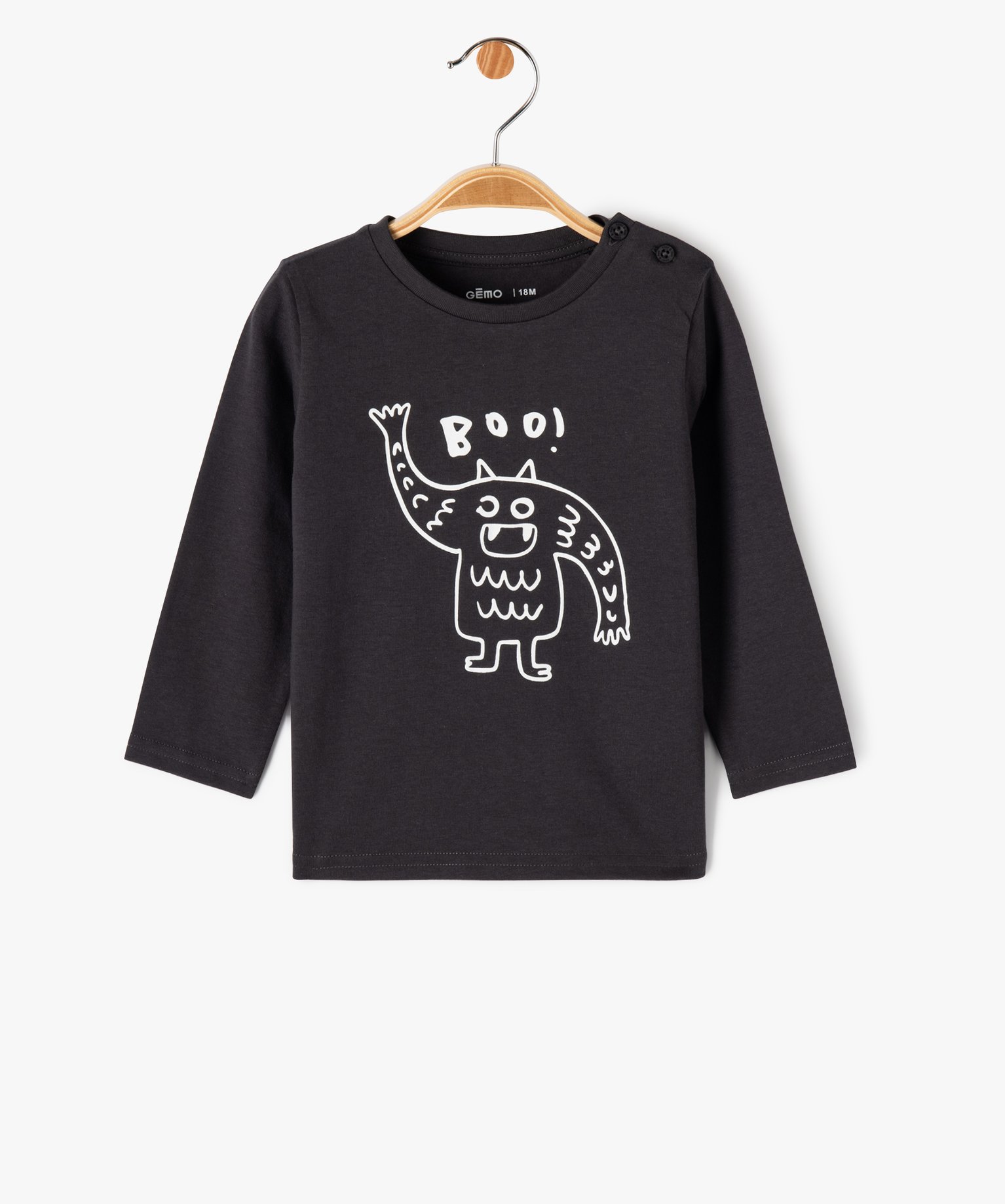 Tee-shirt à manches longues et message humoristique bébé ... noir | GEMO