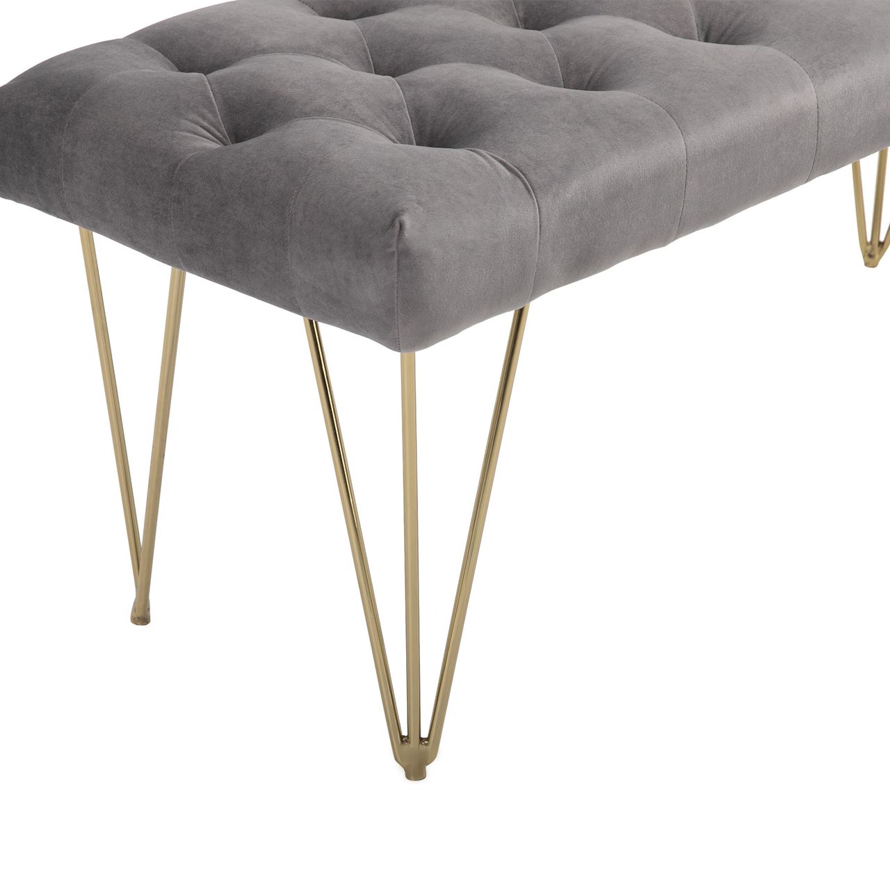 HOMCOM Sitzbank Polsterbank Pianobank Schuhbank mit Samtoptik Bettbank Klavierbank für Schlafzimmer, Wohnzimmer, Flur, Metall Grau 116 x 44,5 x 49 cm