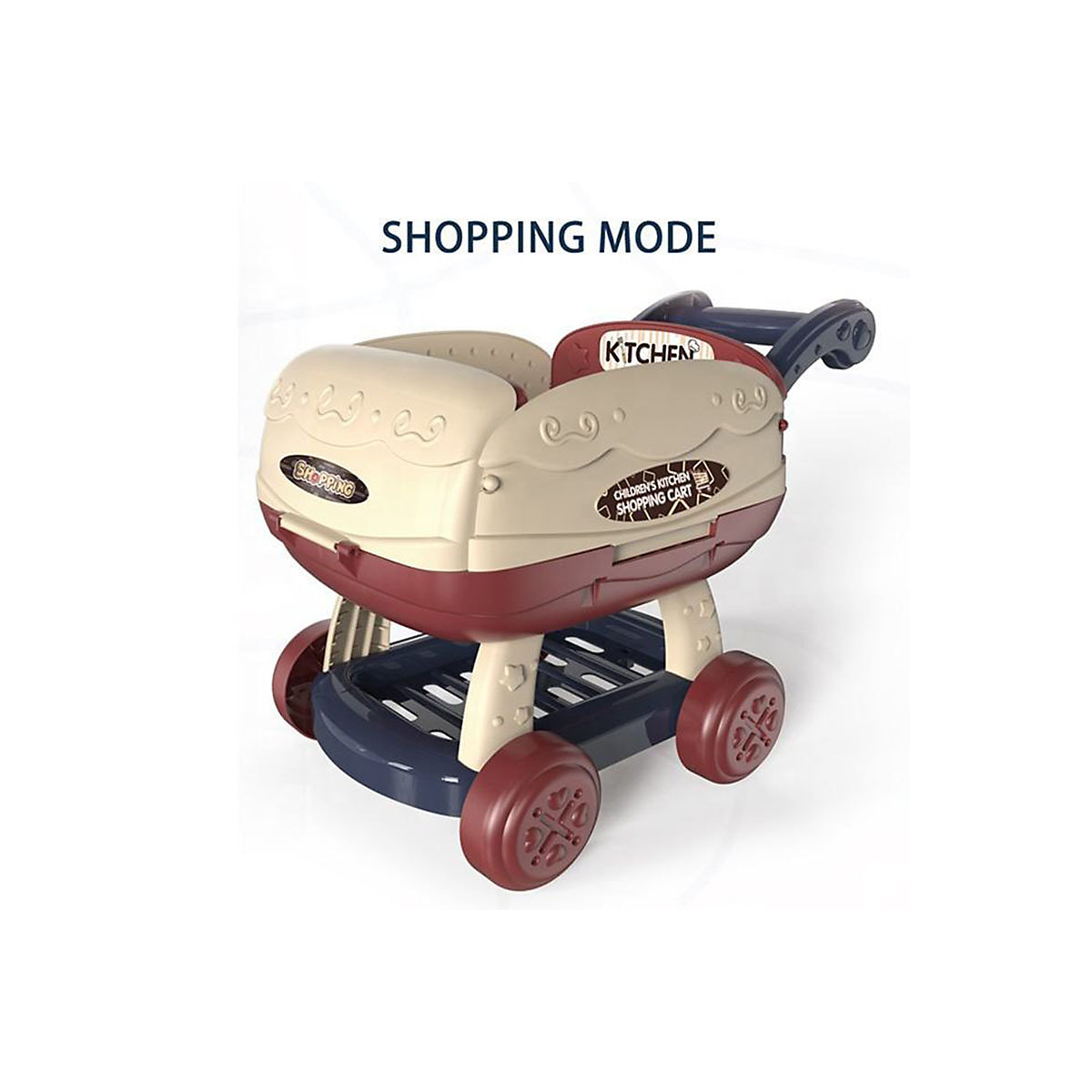 BBQ-Einkaufswagen Kinder Küchenwagen BBQ Spielset mit Lichtern und Musik, Küche Lebensmittel Obst Zubehör, 25 Teile, Geburtstagsgeschenke für 3, 4, 5, 6, 7, 8 Jahre alte Jungen und Mädchen