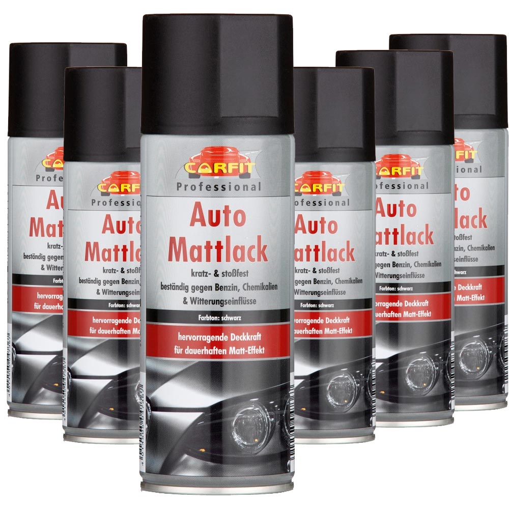 Carfit Auto Mattlack, Schwarz 6er Set