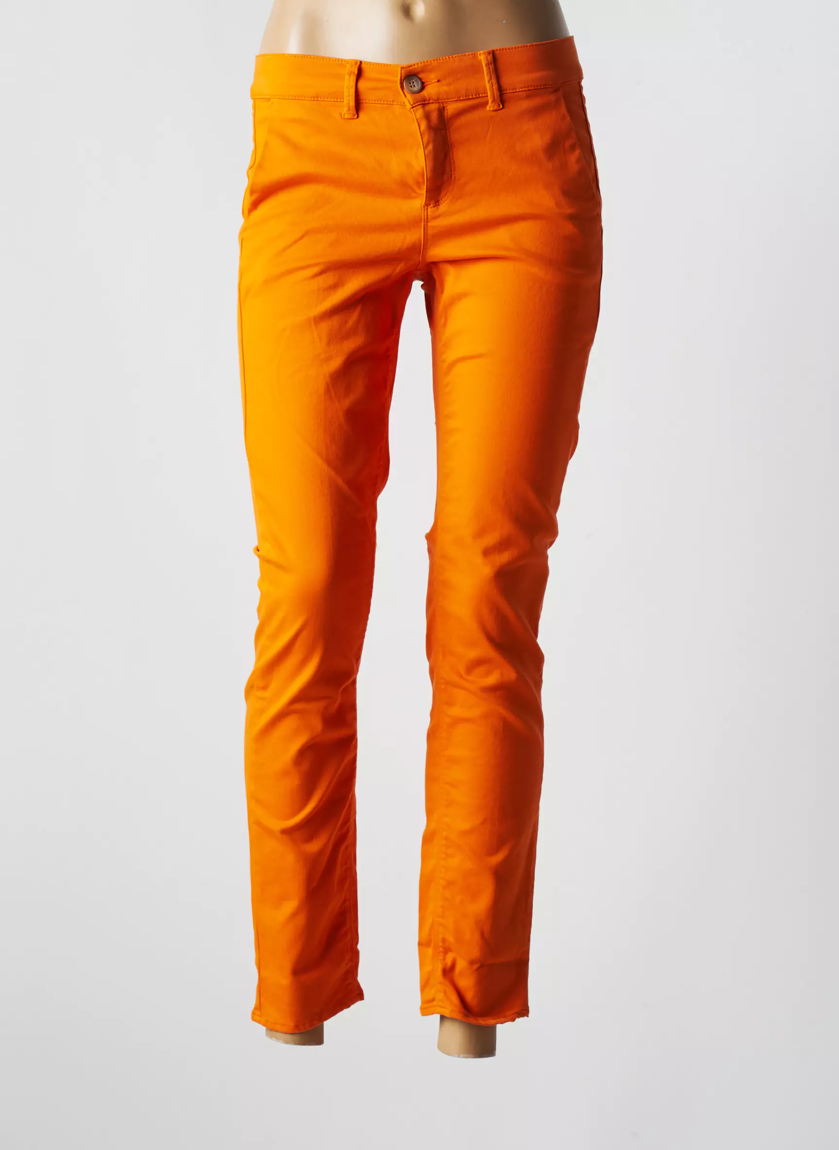 Happy Pantalons Chino Femme couleur orange
