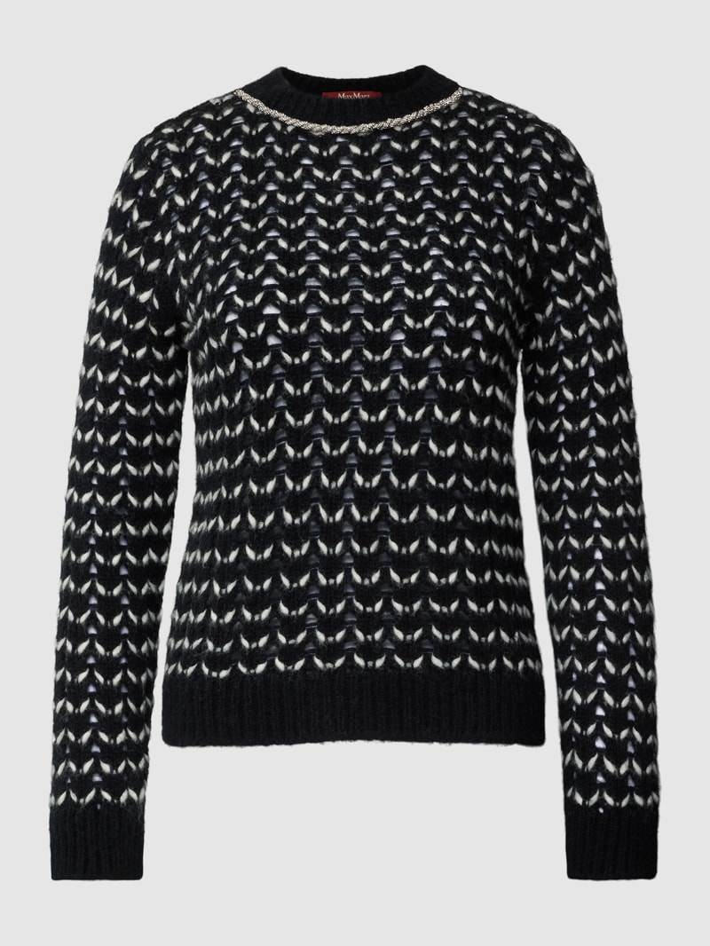 Strickpullover mit Allover-Muster Modell 'GUINEA' in schwarz