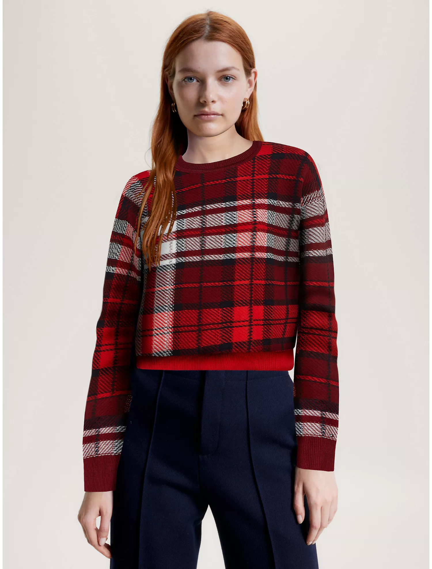 Relaxed Fit Tartan Sweater