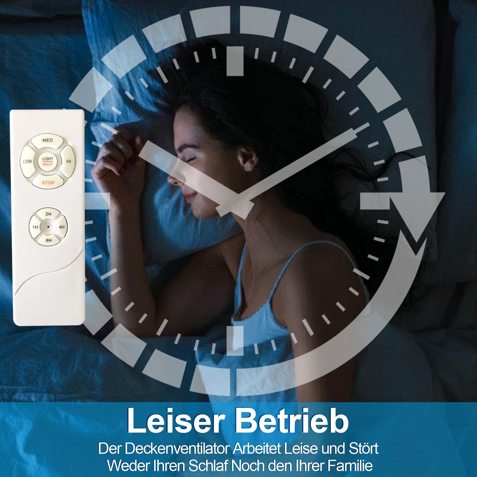 TolleTour Deckenventilator 80W Deckenventilator Lüfter Zimmer Kühler LED Leiser Wohn Ventilator, Mit Fernbedienung und Zeitmessung