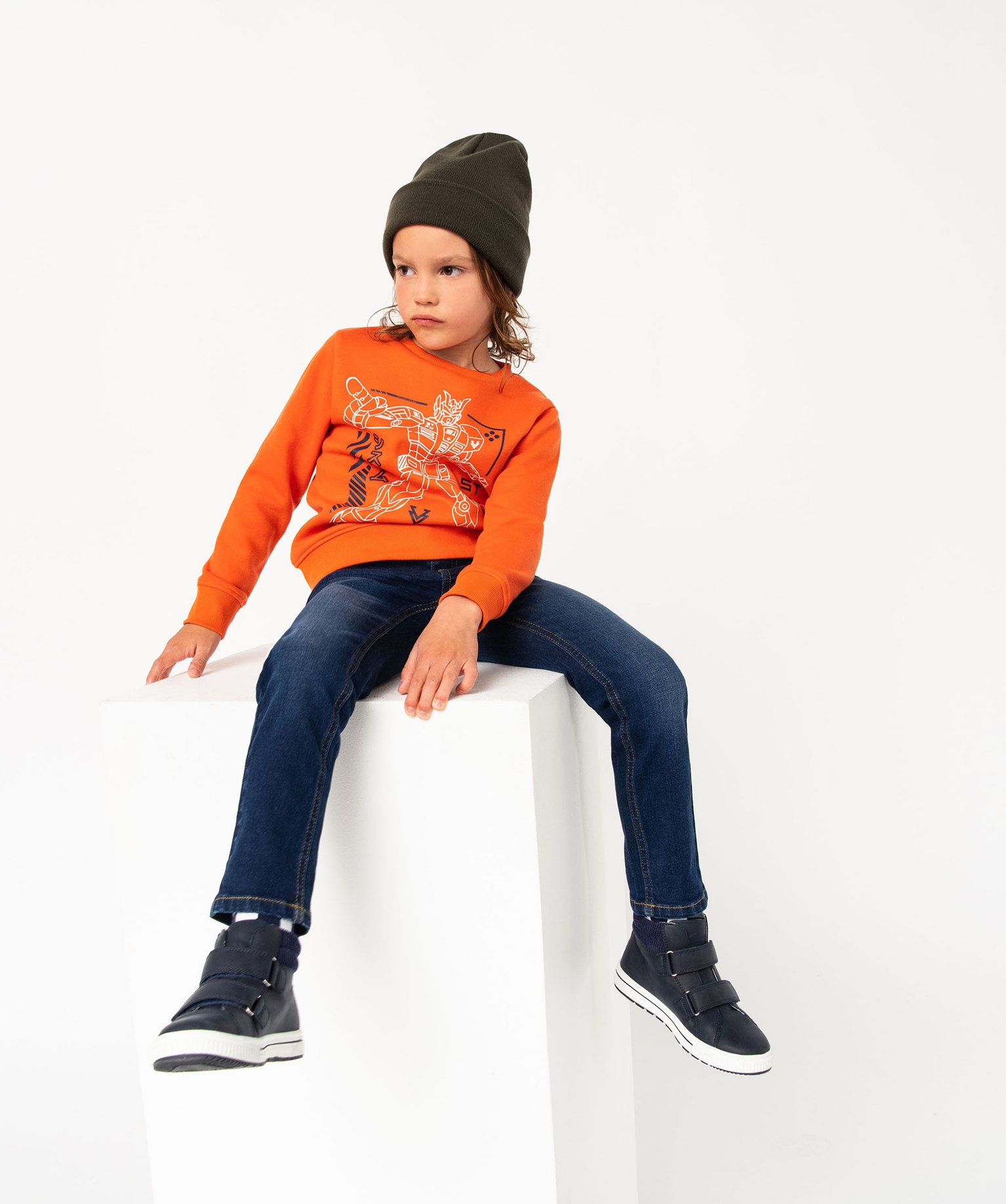 Sweat molletonné avec motif XL Garçon orange | GEMO