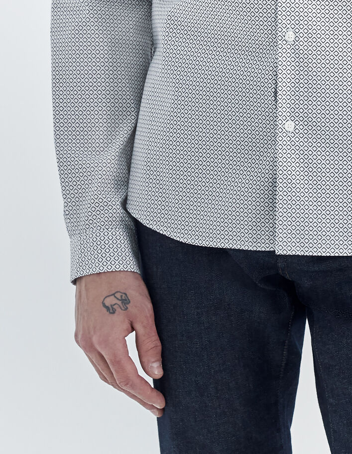 Chemise SLIM blanche imprimé minimaliste EASY CARE Homme