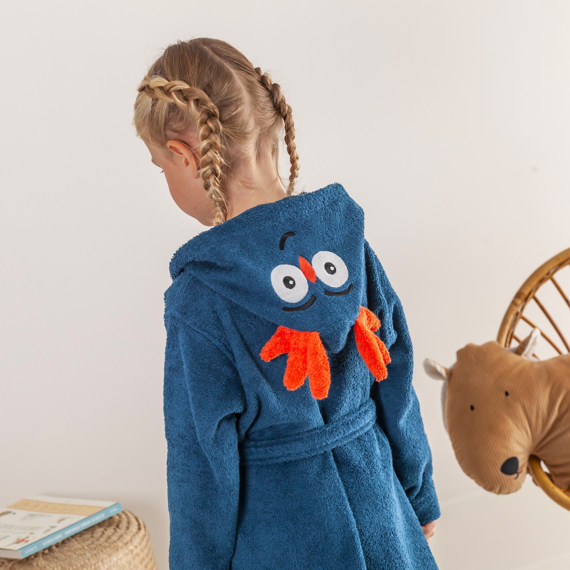 Peignoir de bain enfant Chouki motif chouette éponge coton