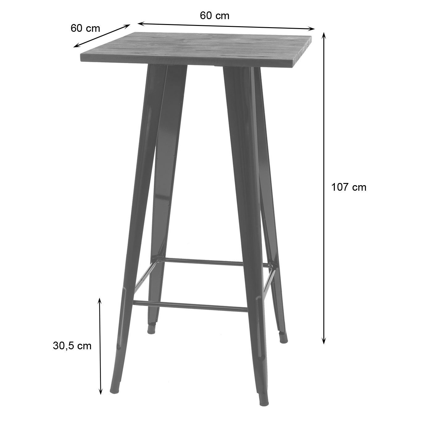 MCW Bartisch MCW-A73-Tisch, Industriedesign, Holztischplatte