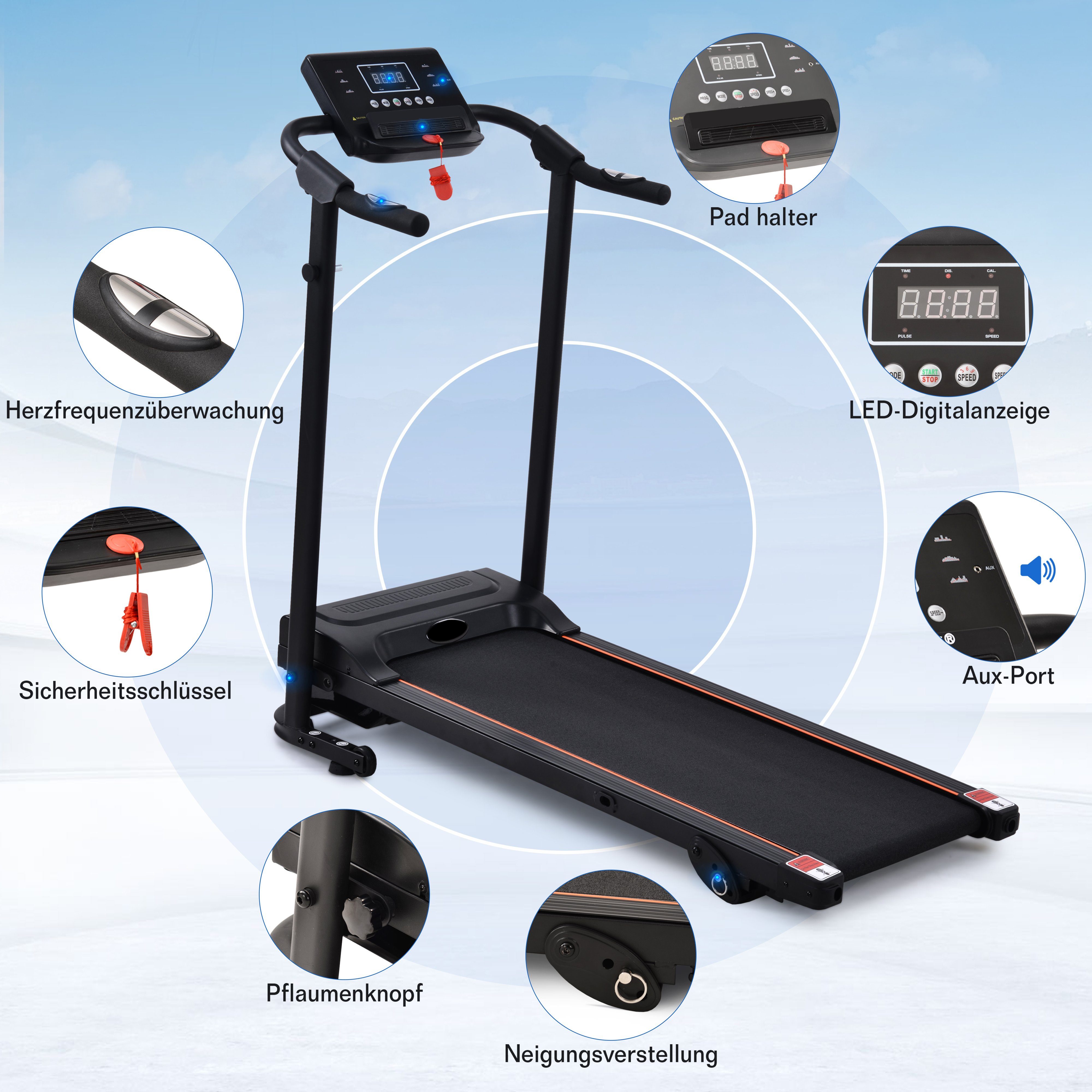 Mould King Laufband Faltbares Laufband,Einstellbarer Trainingsintensität+Handyhalterung