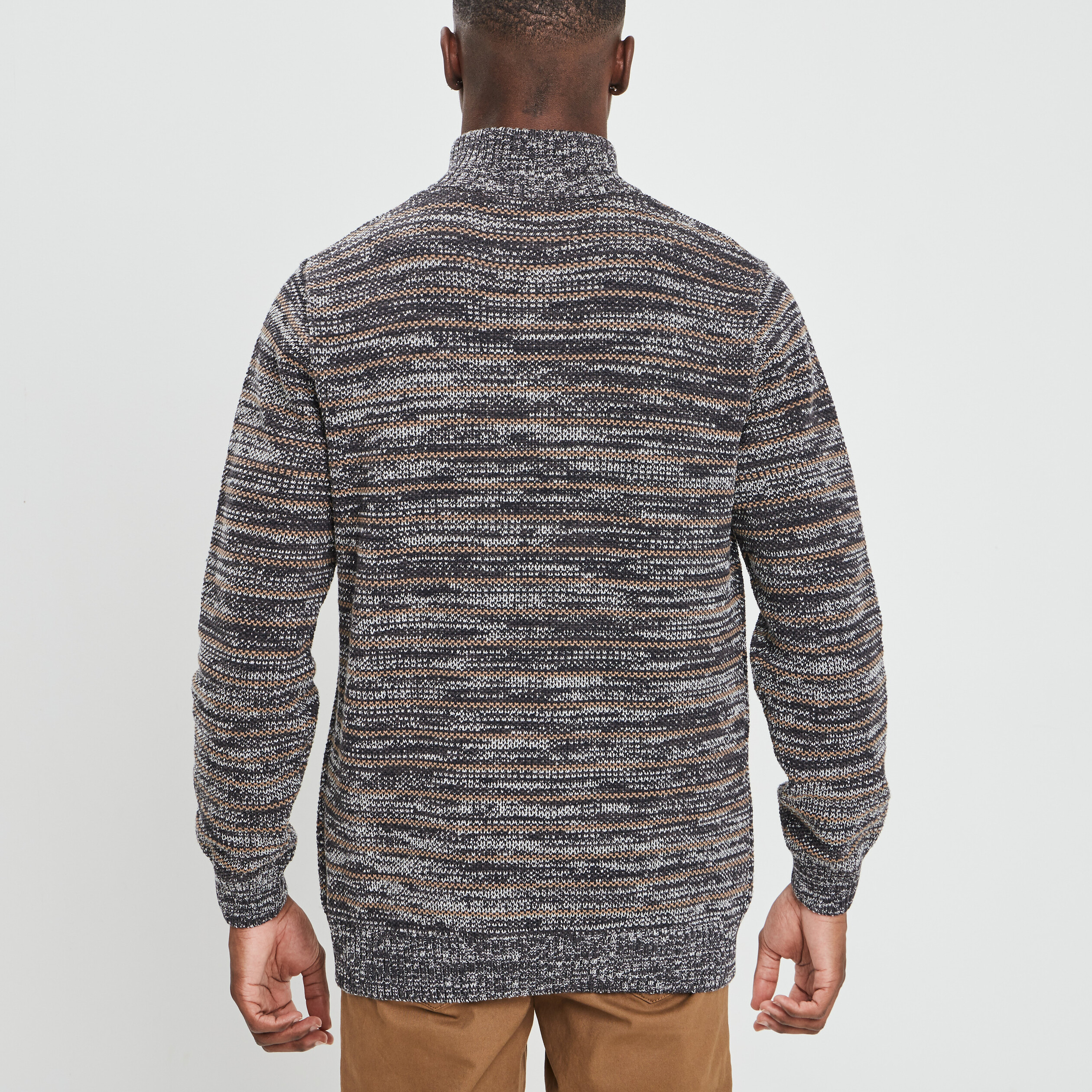 Pull avec col montant gris foncé homme | La Halle