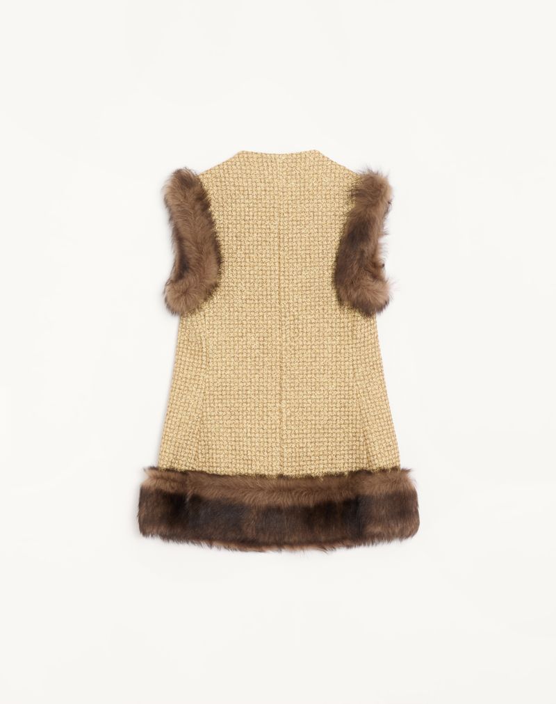 Lurex Canestrello tweed vest met details van schapenvacht.