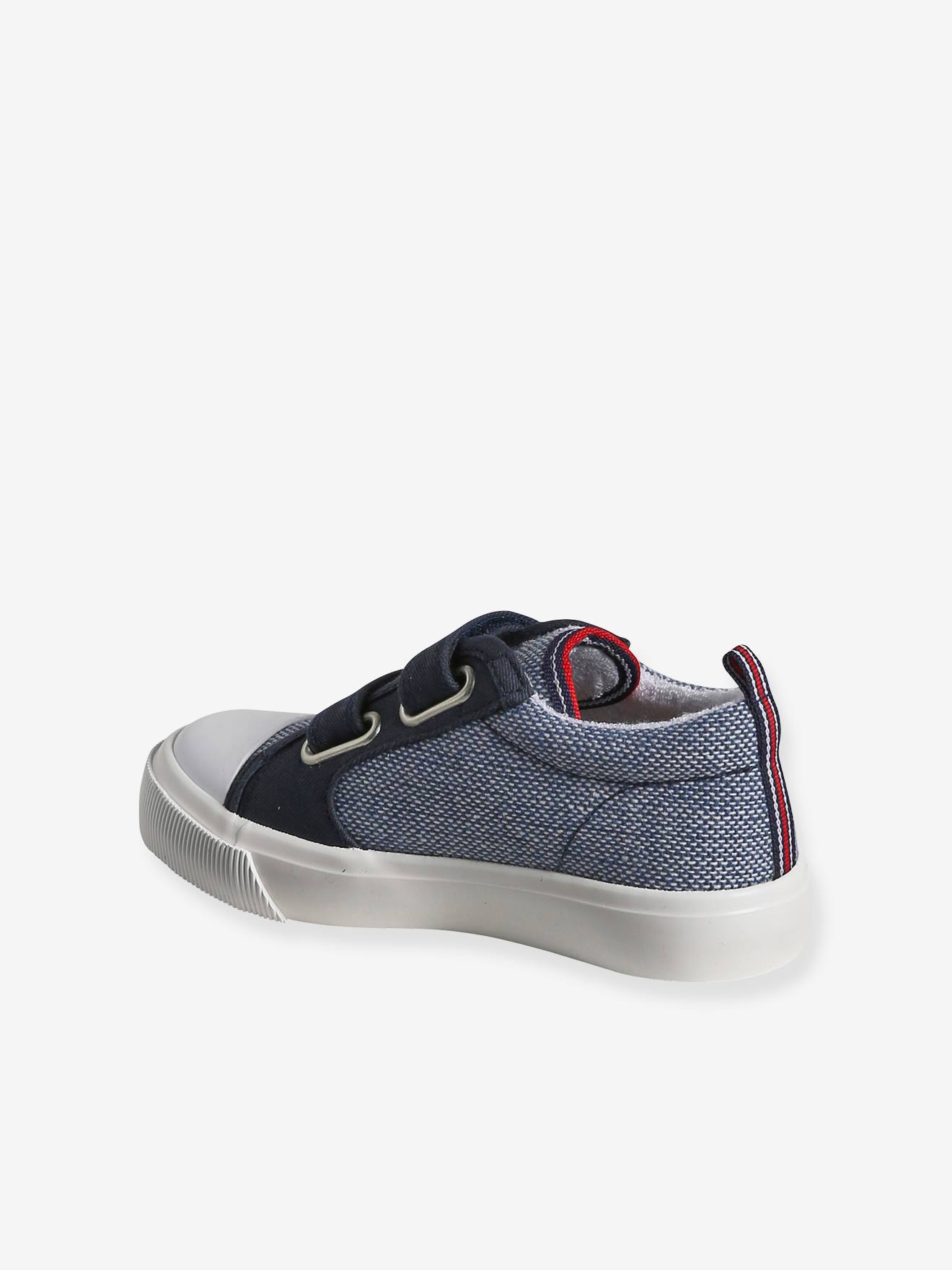 Vertbaudet Kinder Stoff-Sneakers mit Klett und Anziehtrick - set blau