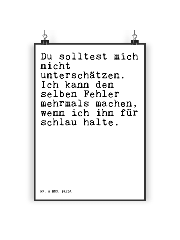 Mr. & Mrs. Panda Poster Du solltest mich nicht... mit Spruch in Weiß günstig kaufen