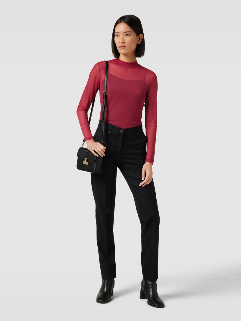 Semitransparentes Longsleeve mit Stehkragen Modell 'VIVOLETTIS' in bordeaux rot